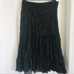 Twenty one black gold cotton midi skirt size small